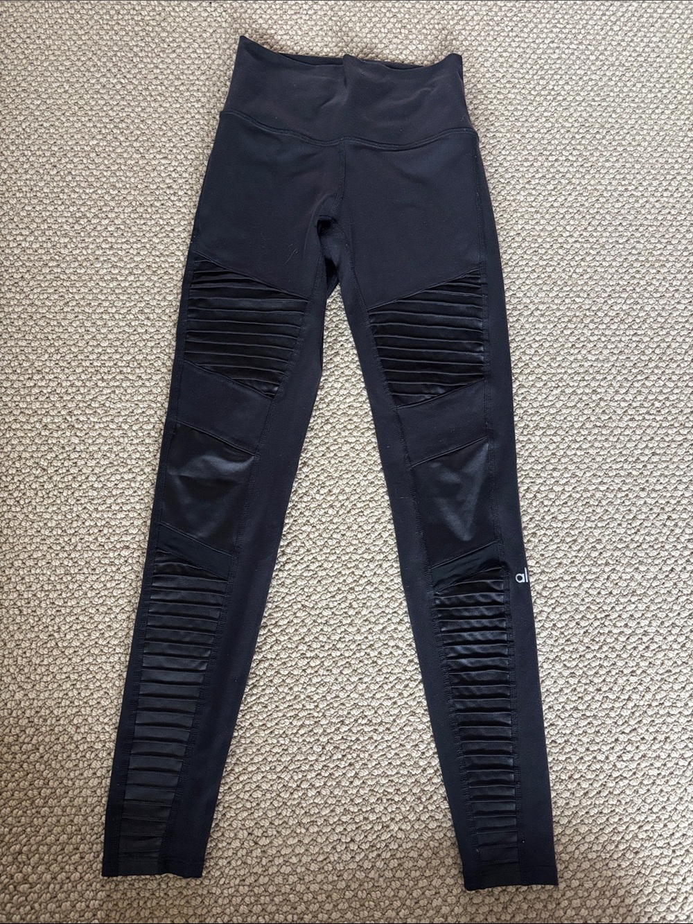 ALO Yoga Black Moto-Panel High-Waist Jeggings